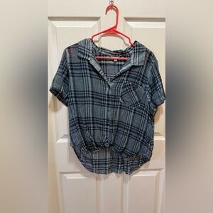 LUCKY BRAND Blue Plaid Short Sleeve Button Down Shirt